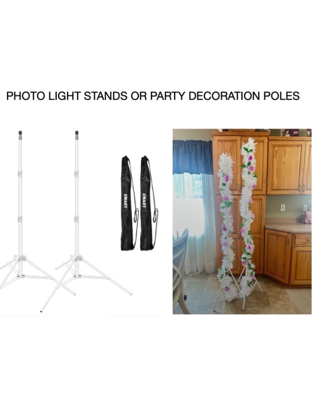 Set of 2 Adjustable Photo Video Light Stand Tripods or Wedding Party Decor Poles